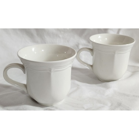 Pair Of Mikasa French Countryside Mugs Cups Stoneware White - Picture 3 of 6